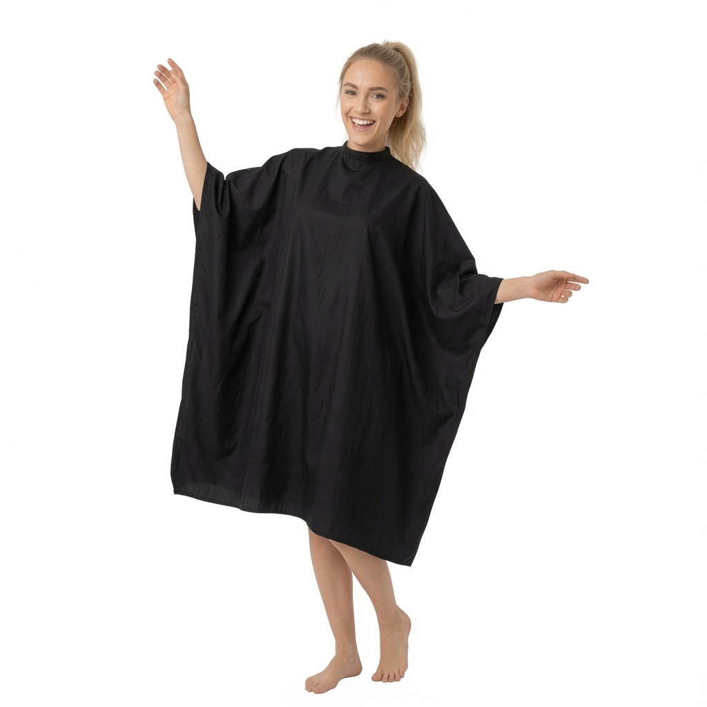 9010iblknew Black Salon Cape in Iridescent silkara fabric